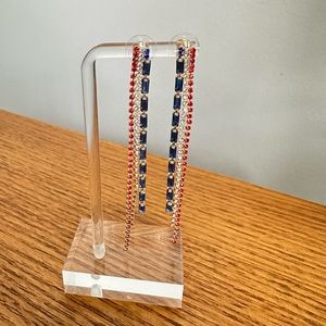 Red, white & blue rhinestone earrings
